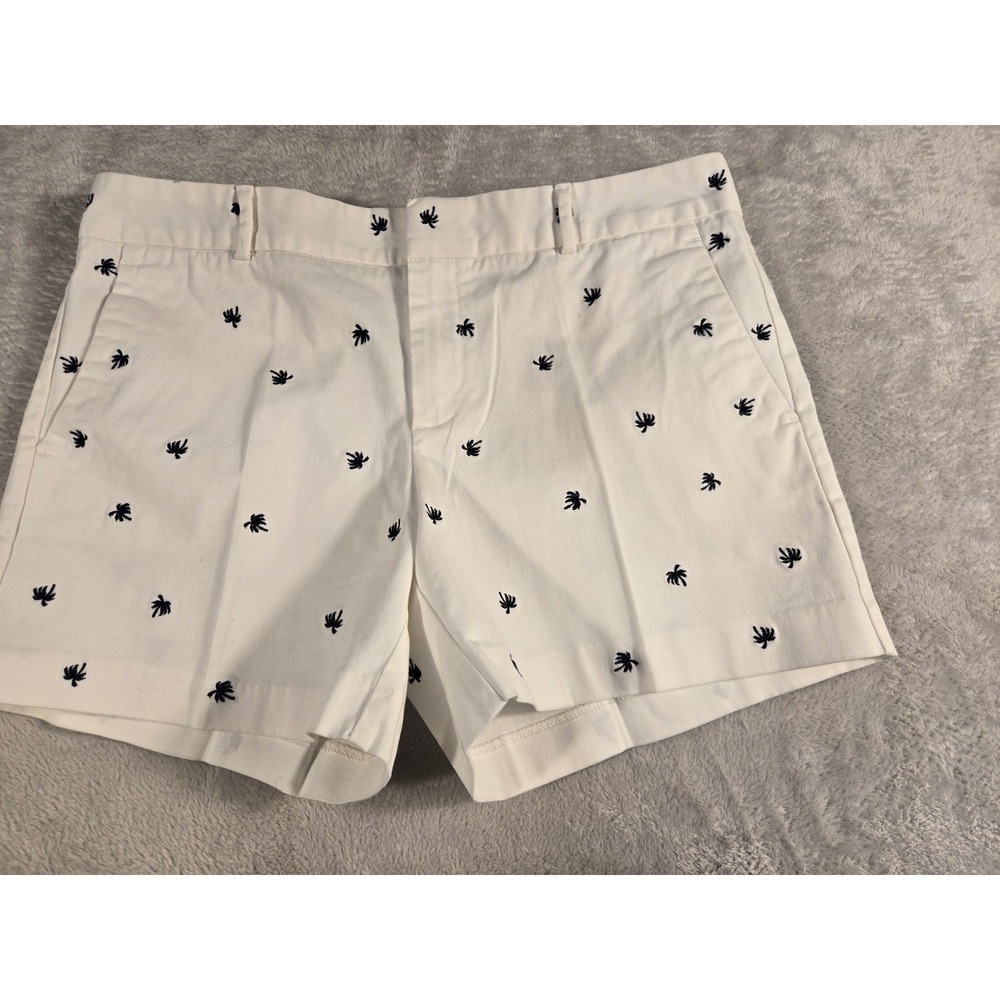 Banana Republic City Chino Shorts White Navy Palm Tree Embroidered 950784-00 10